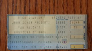 1988 Van Halen Monsters Of Rock Ticket Stub Rich Stadium Buffalo