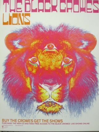 The Black Crowes 2001 Lions 2 Sided Promo Poster Old Stock