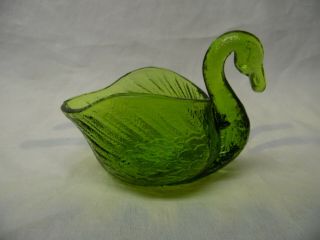 Vintage Fenton Or Other Emerald Green Glass Swan Salt Dip / Number 4