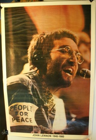 1980 John Lennon Memorial Peace 35 X 23 " Poster Beatles 1940 - 1980