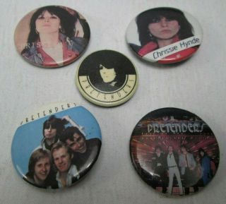 The Pretenders Vintage 5 X Early 80s Badges Pins Buttons Punk Wave