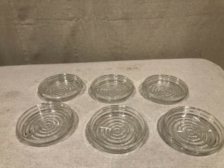 Set Of 6 Vintage Anchor Hocking Manhattan Glass Coasters