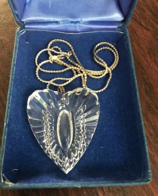 Vtg Lovely Vintage Waterford Crystal Heart Pendant With Sterling Chain