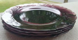 4 France Duralex Amethyst Purple Swirl Bormioli Rocco 7 - 1/2 " Salad Plates
