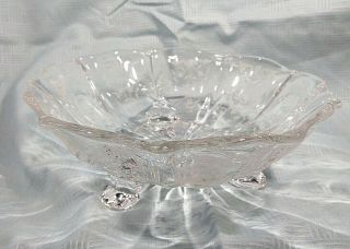 Vintage Fostoria Baroque Glass Navarre Pattern Etched 3 Footed Bowl