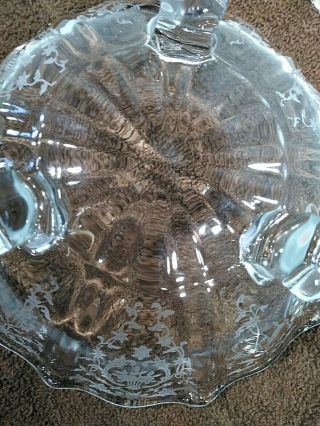 Vintage Fostoria Baroque Glass Navarre Pattern Etched 3 Footed Bowl 4