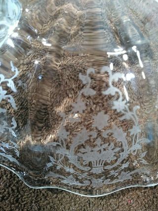 Vintage Fostoria Baroque Glass Navarre Pattern Etched 3 Footed Bowl 5