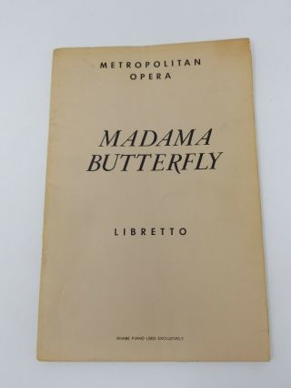 1954 Madame Butterfly Libretto Metropolitan Opera Italian English Book