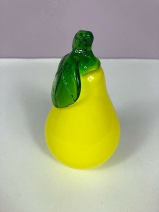 Vintage Hand Blown Murano Style Glass Fruit Yellow Pear