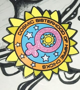 Sunflower Cosmic Sisterhood Of Hippie Chicks Pin Vintage Grateful Dead & Company