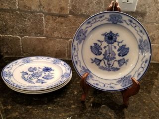 Vintage Villeroy & Boch Dresden Blue Poppy 4 Bread & Butter Plates 6 1/2 " Diam