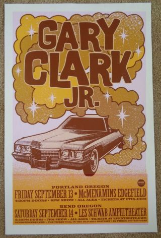 Gary Clark Jr.  2019 Gig Poster Oregon Edgefield Portland Bend Concert