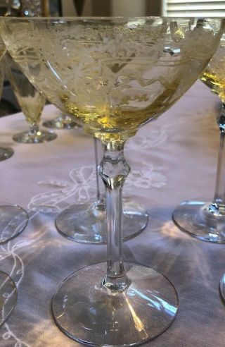 Fostoria June Topaz Champagne / Tall Sherbet Glasses,  6 "