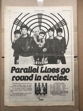 Blondie Parallel Lines Poster Sized Music Press Advert From 1978 With T