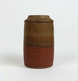 Vintage Studio Art Pottery Stoneware Vase Mid Century Modern Style Signed 1981 2