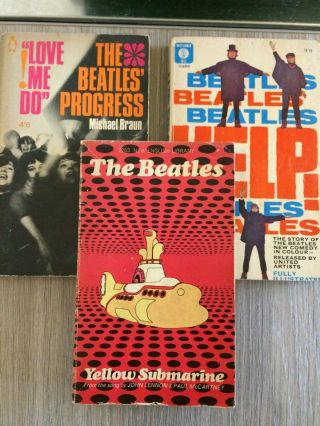 Three Beatles Books – Yellow Submarine (1968 First Edition) Love Me Do,  Help