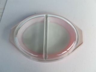 Vintage Pyrex Pink Daisy Divided Dish with Lid 1 1/2 Qt 063 2