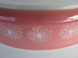 Vintage Pyrex Pink Daisy Divided Dish with Lid 1 1/2 Qt 063 4