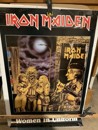 Iron Maiden Vintage Poster 1980 " Women In Uniform " Funky Enterprises 22.  5 X 34.  5