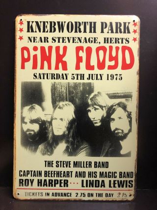 Pink Floyd Knebworth Park 1975 Concert Poster Vintage Small Metal Sign 20x30 Cm