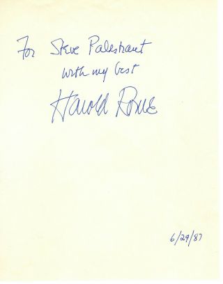 Harold Rome Hand - Signed Note