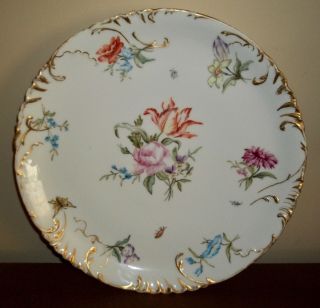 Haviland & Co Hand Painted Round Platter Chop Plate Limoges 13.  5 "