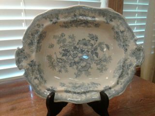 Asiatic Pheasant Footed Vegetable Serving Dish W.  Adams & Co Tonstall Flow Blue