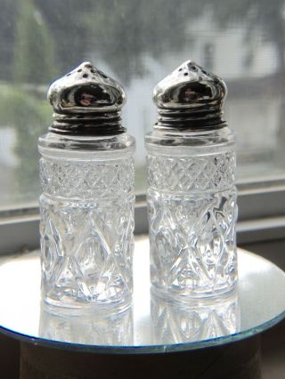 Vintage Imperial Glass Cape Cod Salt And Pepper Shakers W/sterling Silver Tops