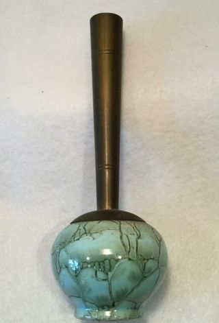 Mid - Century W.  B.  LEERSUM Delftware Brass & Pottery Modernist Bud Vase - HOLLAND 6