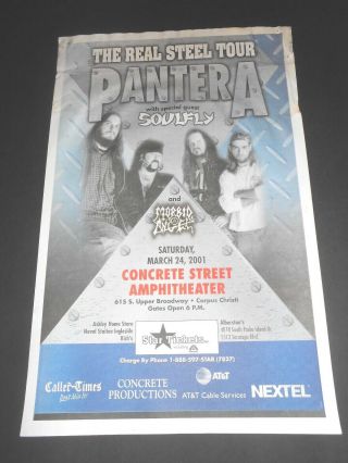 2001 Pantera Real Steel Tour Texas Concert Poster Darrell Abbott Dimebag