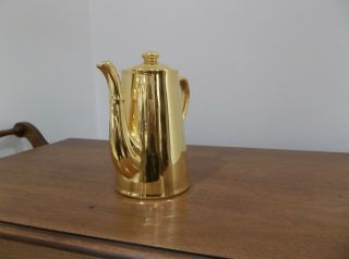 VINTAGE ROYAL WORCESTER FIREPROOF GOLD PLATED COFFEE TEAPOT ENGLAND EUC 2