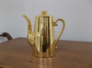 VINTAGE ROYAL WORCESTER FIREPROOF GOLD PLATED COFFEE TEAPOT ENGLAND EUC 3