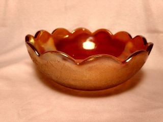 Vtg.  Carnival Glass Marigold Scalopped Edge Berry Serving Bowl