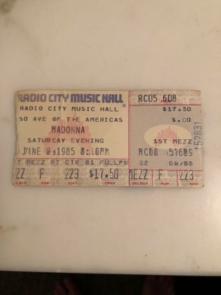 1985 Madonna Beastie Boys York City Concert Ticket Stub Like A Virgin Tour