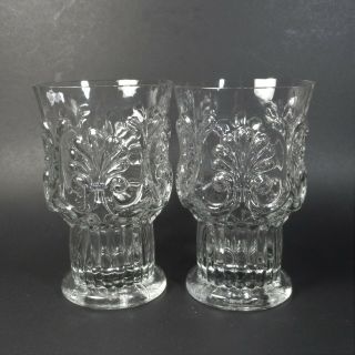 Pilgrim Glass Adams Clear 5 " Tumblers Set Of 2 Raised Shell Tumbler Water Goblet