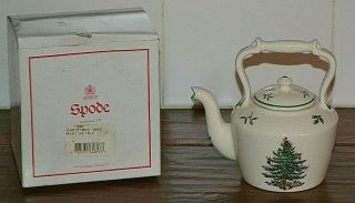 Spode Christmas Tree Miniature Kettle With Lid Mini Tea Pot England Porcelain