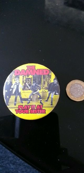 Vintage Punk Rock Badge Large Rare The Damned Play It At Your Sister Sex.