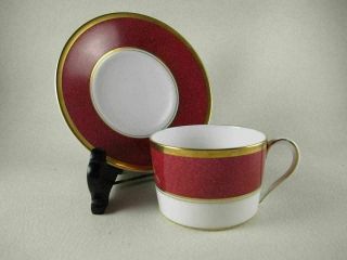 Athlone Marone By Coalport China Cup & Saucer Set (s) Ruby Red