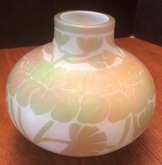 Stunning Emile Galle Style Art Nouveau French Glass Vase Signed Gourd 4 - 3/4”