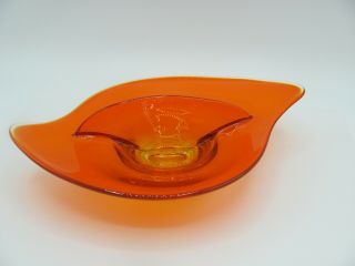 Viking Glass Relish Divided Dish Persimmon Orange Epic Pattern