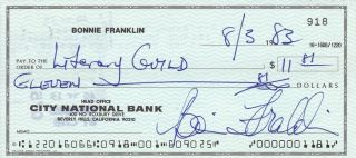 Actress Bonnie Franklin Autograph Signed 1983 Bank Check