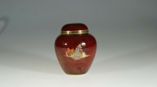 Crown Devon Fielding Art Deco Temple Garden Red Rouge Ginger Jar,  England c.  1930 3