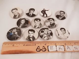 11 Vintage Head Shot Photo Pin Back Buttons Of Elvis Presley All Diff 1985 L@@k