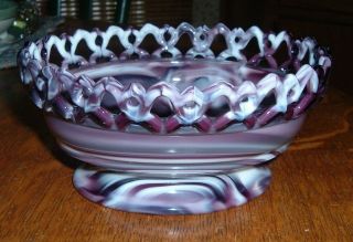 Vintage Imperial Purple Slag Glass Covered Dish Lacy Base Only