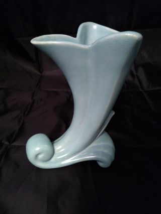 Cornucopia Vase Vintage Mccoy Art Pottery: Gloss Turquoise Green Glaze: Exc
