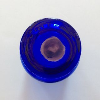 Vtg 6”H Heavy Hand Blown Cobalt Blue Glass Vase Contemporary With Footed 4