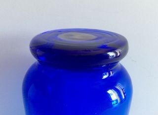 Vtg 6”H Heavy Hand Blown Cobalt Blue Glass Vase Contemporary With Footed 5