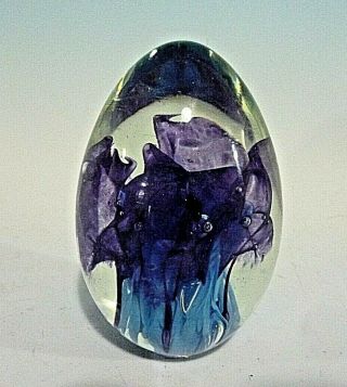1990 Msh / Vines Art Glass Egg Paperweight / Mt.  St.  Helen / 1990
