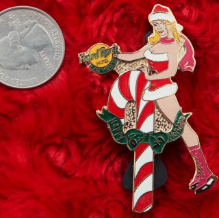 Hard Rock Cafe Pin Las Vegas Sexy Santa Girl Costume Christmas Candy Cane Lapel