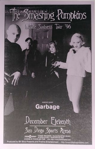 Smashing Pumpkins/garbage " Infinite Sadness Tour 1996 " San Diego Concert Poster
